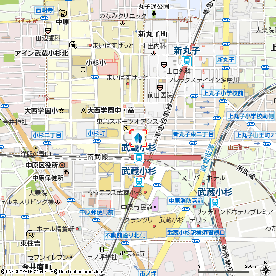 武蔵小杉支店付近の地図
